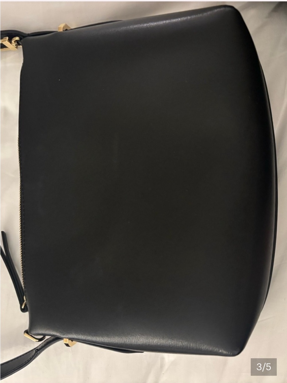 Toteme Black Leather Shoulder Bag Gold Tone Accents - Picture 2 of 9
